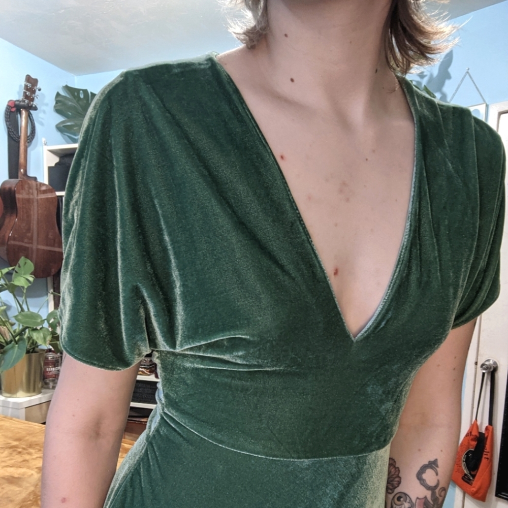 Mint Green Velvet Dress